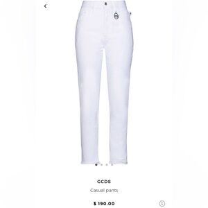 GCDS WHITE EMBROIDERED DESIGN JEAN PANT
